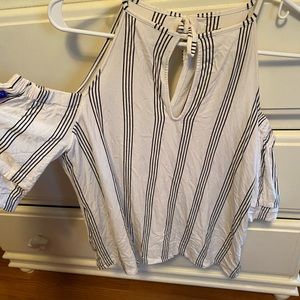 AE soft & sexy stripe shirt with open shoulders
